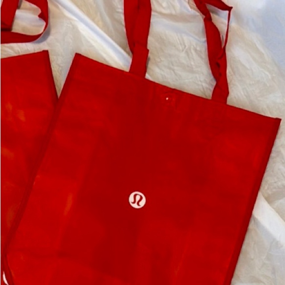 Lululemon Athletica Red Tote Bag | Foldable Grocery Errand Shoppers Shopping Bag
